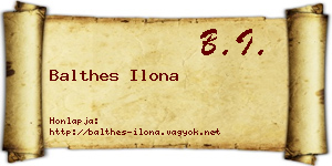 Balthes Ilona névjegykártya